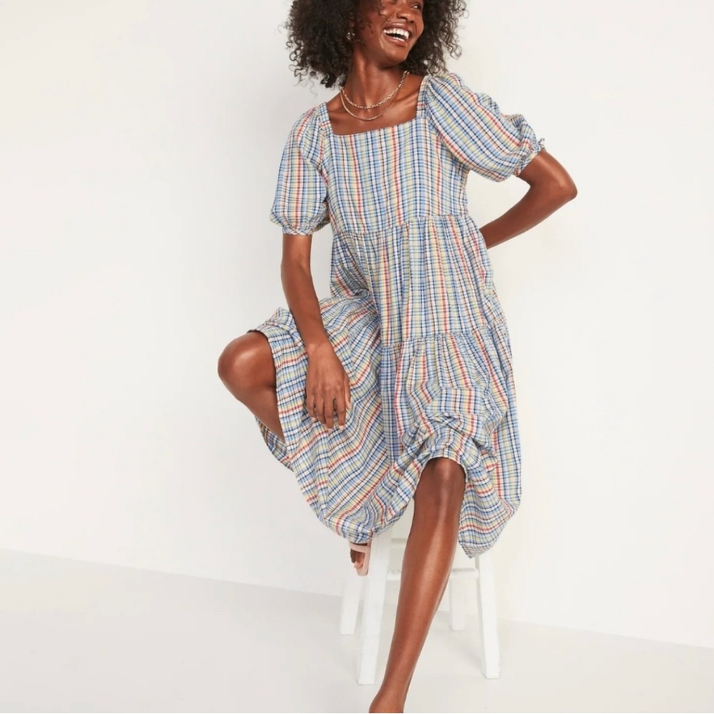 Old Navy Multicolor Plaid Maxi Dress